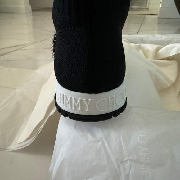NEW Jimmy Choo black knit sock sneakers w Swarovski crystals - TORRI - EU38 US7 - Picture 5 of 13